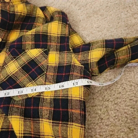 Korus Apparel Sherpa Lined Yellow Plaid Long Sleeve Button Up Shirt Size S #28 - Picture 4 of 5